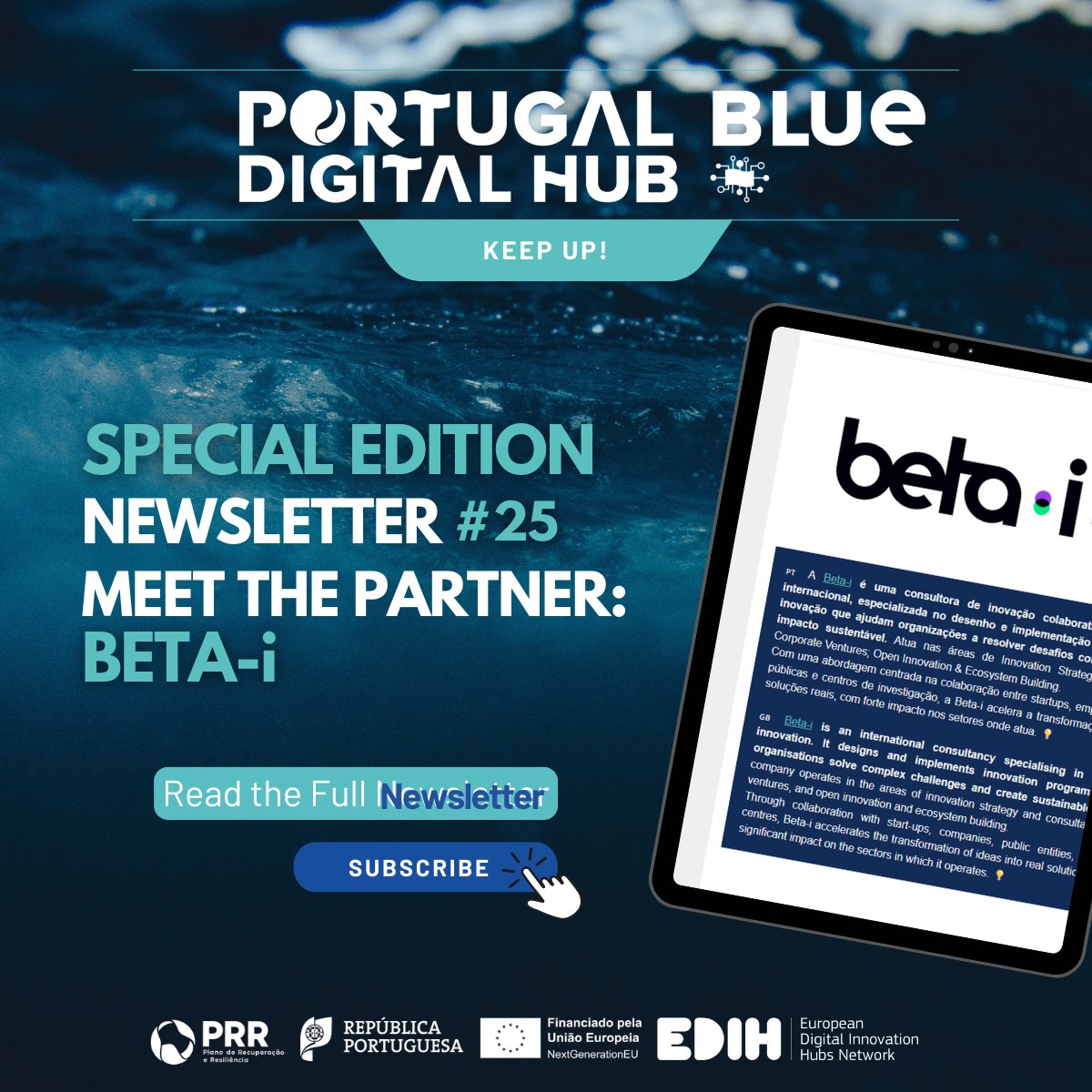 🌊 Meet the Partner: Beta-i – a collaborative innovation organisation helping companies and ecosystems find solutions for a rapidly changing world.
Discover how Beta-i supports #innovation and the digital &amp; sustainable transition of the #BlueEconomy.

📩 eepurl.com/i5QN7Y