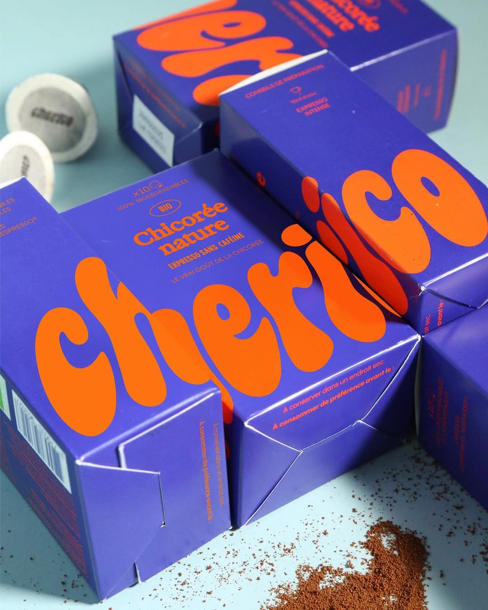 PENTAWARDS's tweet image. Nash and Young&apos;s #packagingdesign for CHERICO pairs vibrant colour blocks with playful typography to create instant impact. The contrasting shades evoke a sense of energy and nostalgia, capturing the brand’s modern twist on a classic coffee alternative. #DailyDesignInspiration