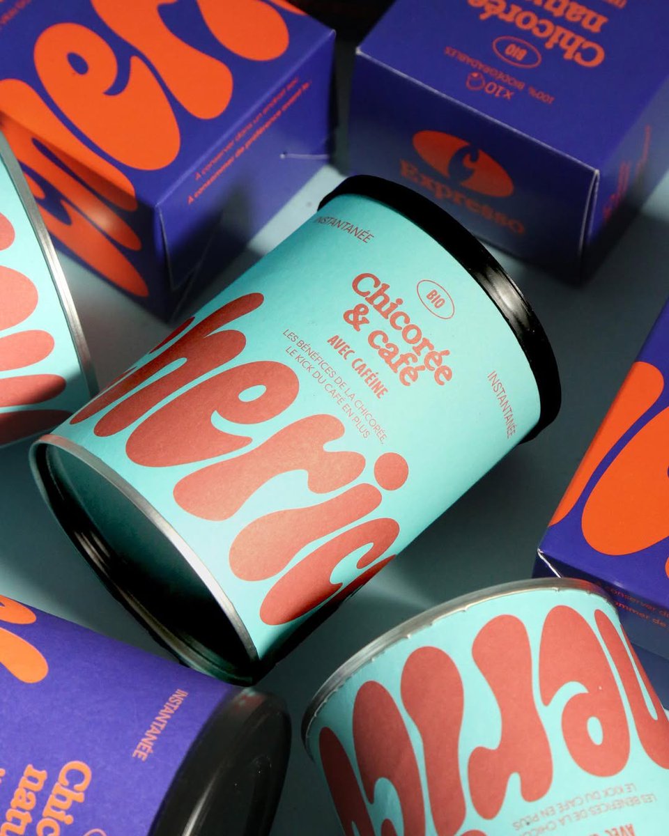 PENTAWARDS's tweet image. Nash and Young&apos;s #packagingdesign for CHERICO pairs vibrant colour blocks with playful typography to create instant impact. The contrasting shades evoke a sense of energy and nostalgia, capturing the brand’s modern twist on a classic coffee alternative. #DailyDesignInspiration