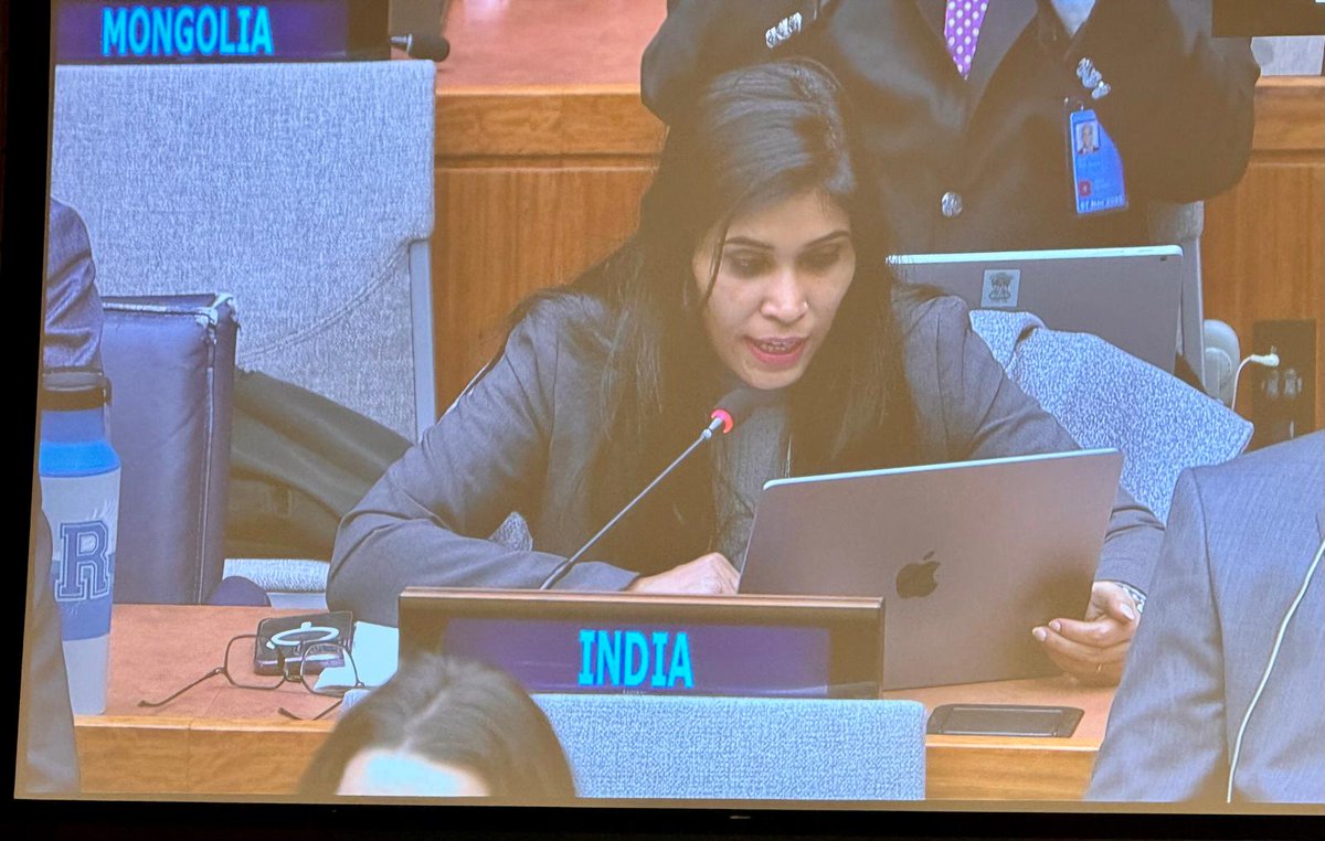 First Secretary Suman Sonkar <a href="/suman_ifs/">Suman Sonkar</a>
presented India’s Explanation of Votes on Space Cluster during the 80th UNGA First Committee, New York on 4 November 2025
