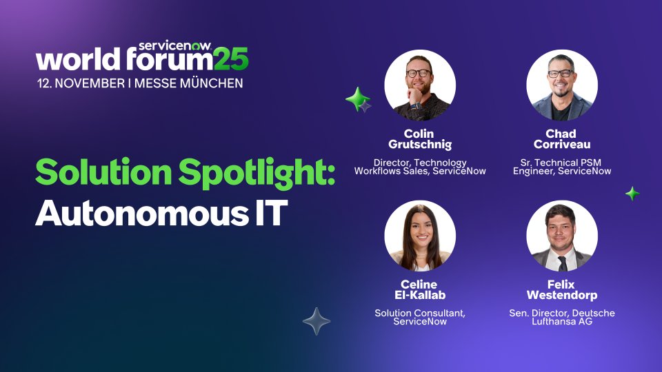 💡 Die Zukunft der IT ist vorausschauend: Systeme erkennen und beheben Störungen, bevor sie entstehen. Erleben Sie beim #WorldForumMunich, wie <a href="/Lufthansa_DE/">Deutsche Lufthansa</a> mit KI-Agenten mehr Stabilität, Effizienz &amp; Innovationskraft erreicht: spr.ly/60107zZIm