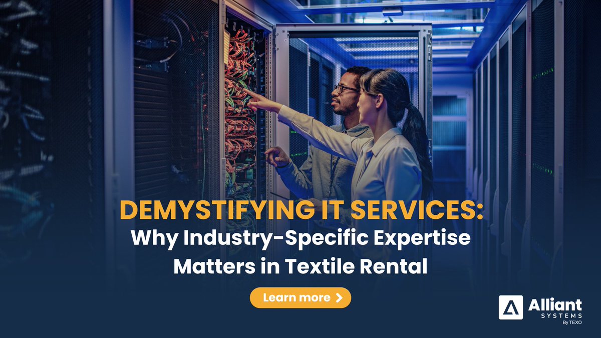 In our latest blog we explore how IT has evolved from break/fix models to managed services &amp; why partnering with the right experts can transform your textile rental operation. Discover how #AlliantIT combines business management software + IT services! bit.ly/3WGx8j8