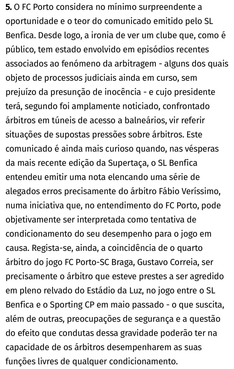 Estou a rir com o ponto 5 do Comunicado do FC Porto. 😅