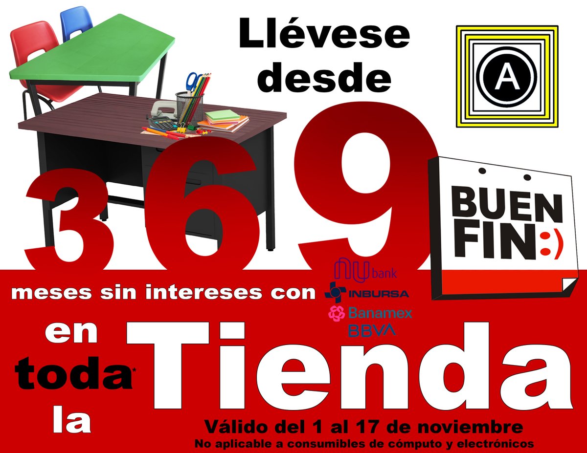 abaocoatza's tweet photo. ¡EL BUEN FIN LLEGÓ! 
Aprovecha nuestras ofertas imperdibles y llévate lo mejor con:
-10% de descuento en la mayoría de productos o
-3, 6 y 9 meses sin intereses en la mayoría de artículos con NU, Inbursa, Banamex, BBVA.
¡Es el momento perfecto para estrenar y ahorrar! https://t.co/eIGQQBTzF8