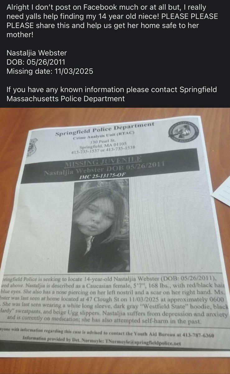 Alright I need yalls help I don’t ask for much but please help in finding my niece she’s 14 PLEASE help her get home and repost this!