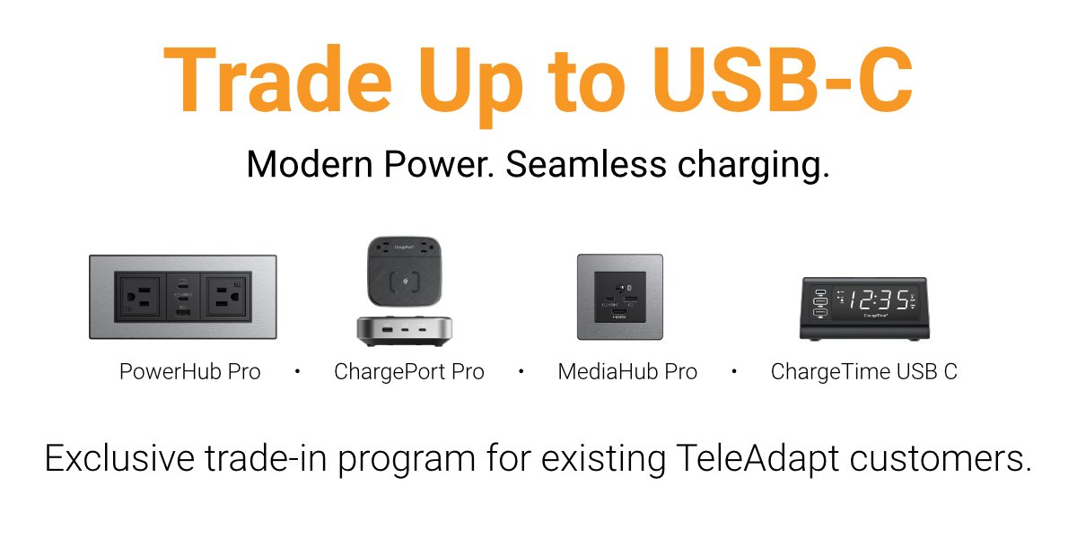 Power to your guests. ChargePort Pro. - mailchi.mp/teleadapt/trad…