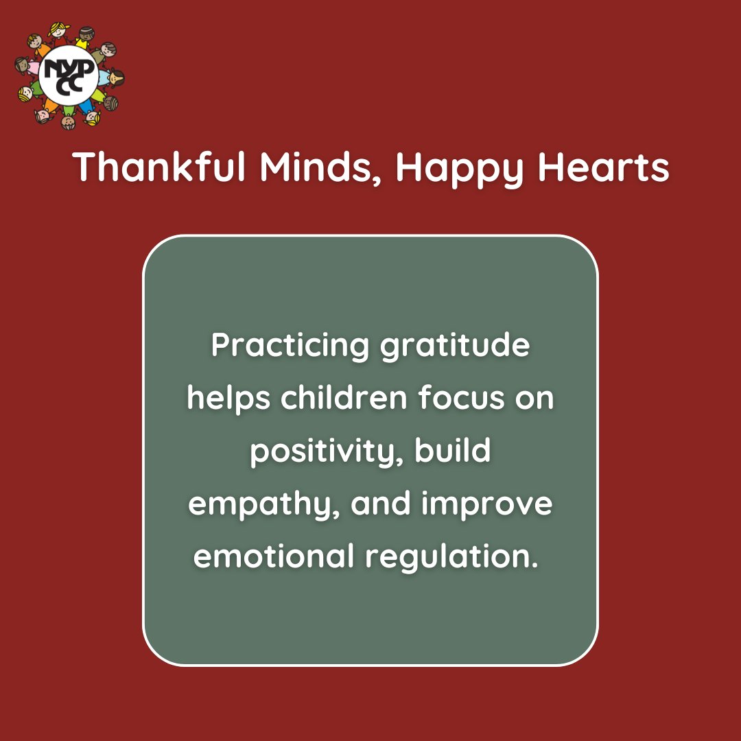NYPCC1's tweet image. This week’s #TeachableTuesday focuses on Teaching Gratitude! 🙏 Help your child express thanks for friends, meals, or fun moments. It builds positivity and emotional skills. 💛 #NYPCC #CaringForTheCommunity #ParentingTips #EmotionalWellness #TeachableTuesday