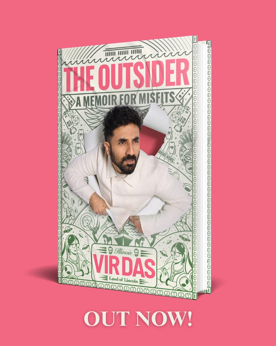 _SimonElement's tweet image. Happy Pub Day to @virdas! His hilarious and heartfelt memoir, The Outsider, is officially out today! 🎉
From faking appendicitis to escape boarding school to being stranded on a pier in Mexico, Vir Das shares his incredible journey of navigating life as a perpetual outsider. This…