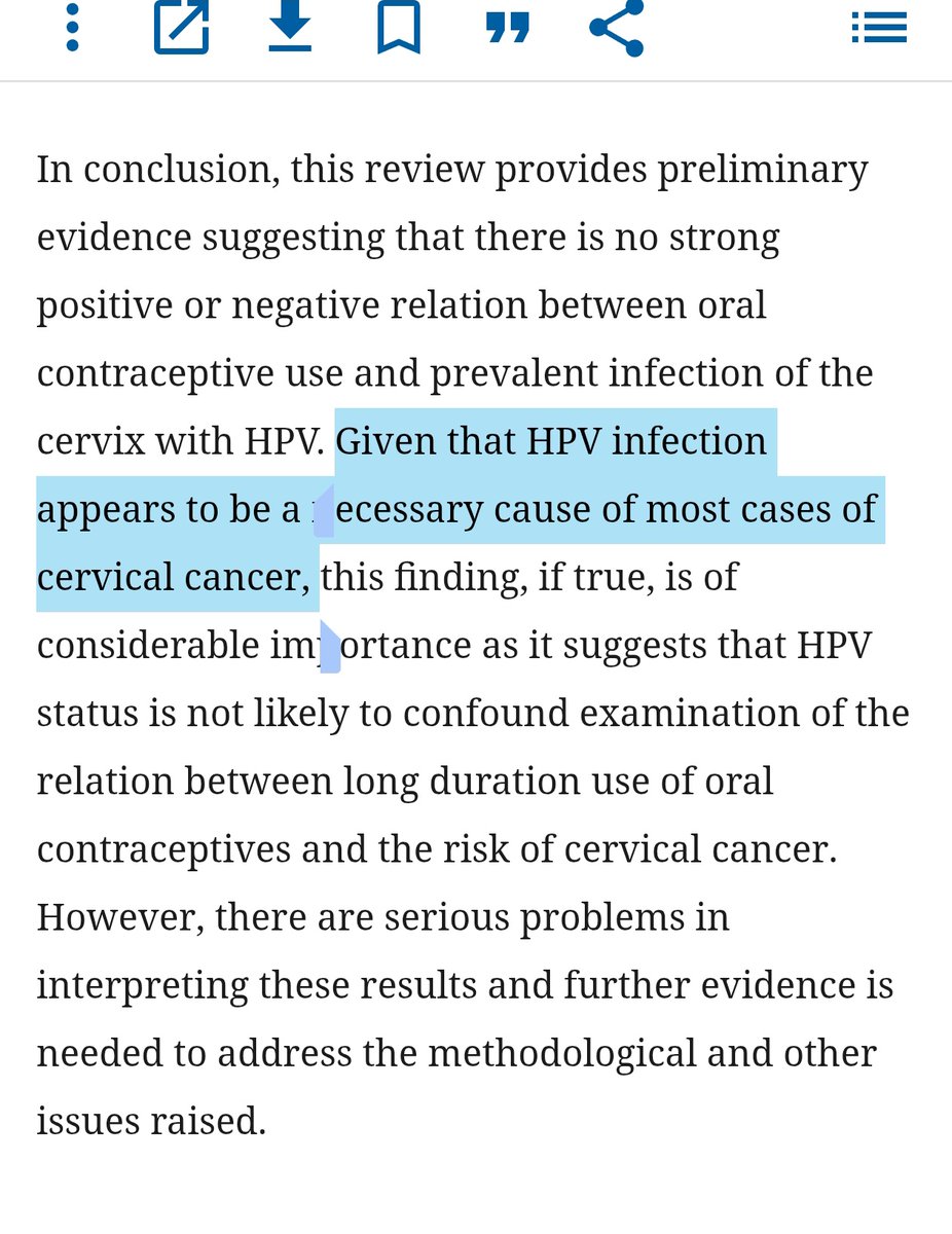 wizofbones's tweet image. This is how anti vaxxers mislead people. By quoting specific paragraphs from studies to fuel propaganda.

The conclusion of the same study quoted here (pmc.ncbi.nlm.nih.gov/articles/PMC23…) says this too

OCP increase the risk of cervical cancer in HPV infected women.