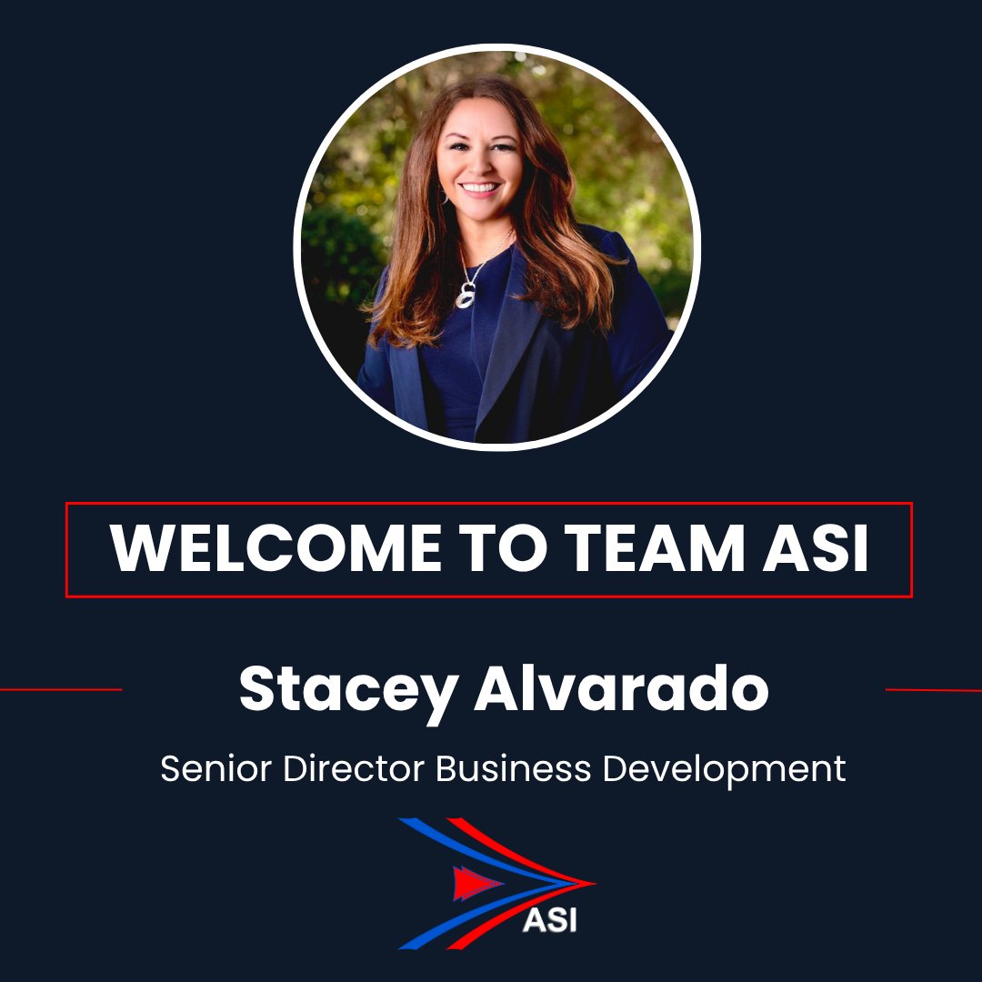 TeamASI_Inc's tweet photo. We’re pleased to announce the selection of Stacey Alvarado as Senior Director, Business Development at ASI. Welcome to Team ASI!

#BusinessDevelopment #Leadership #TeamASI

Partner with Team ASI: https://t.co/215VToVjEn https://t.co/KiXG3hL4z5