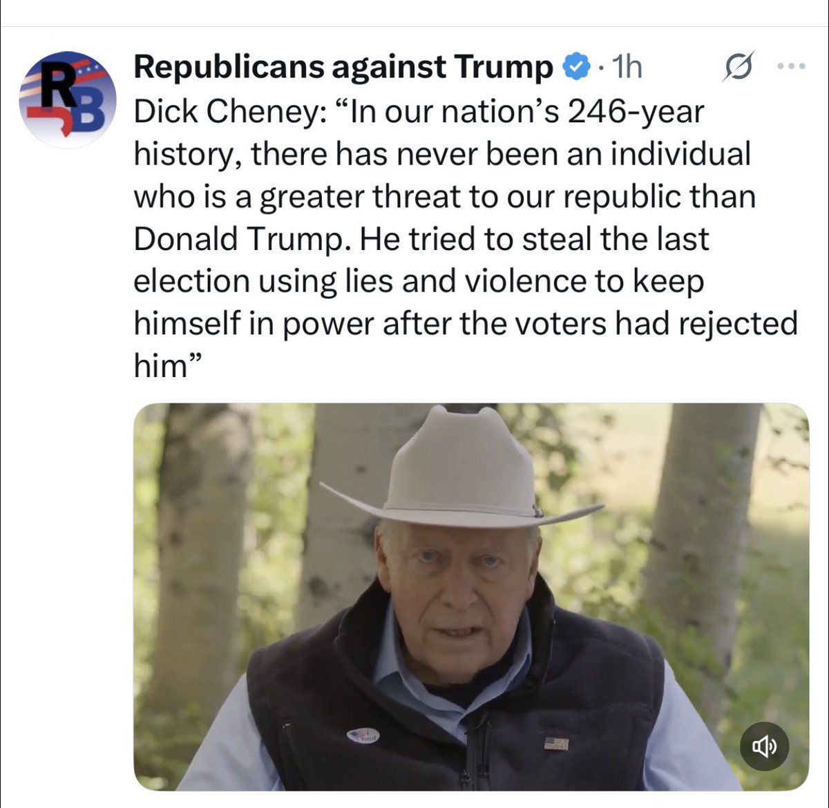 drdave1999's tweet photo. When a genuinely evil prick like Dick Cheney warned you that Trump is a greater threat to our republic than anyone else has ever been, you probably shouldโve taken him seriously. https://t.co/iIK5pSRmwb