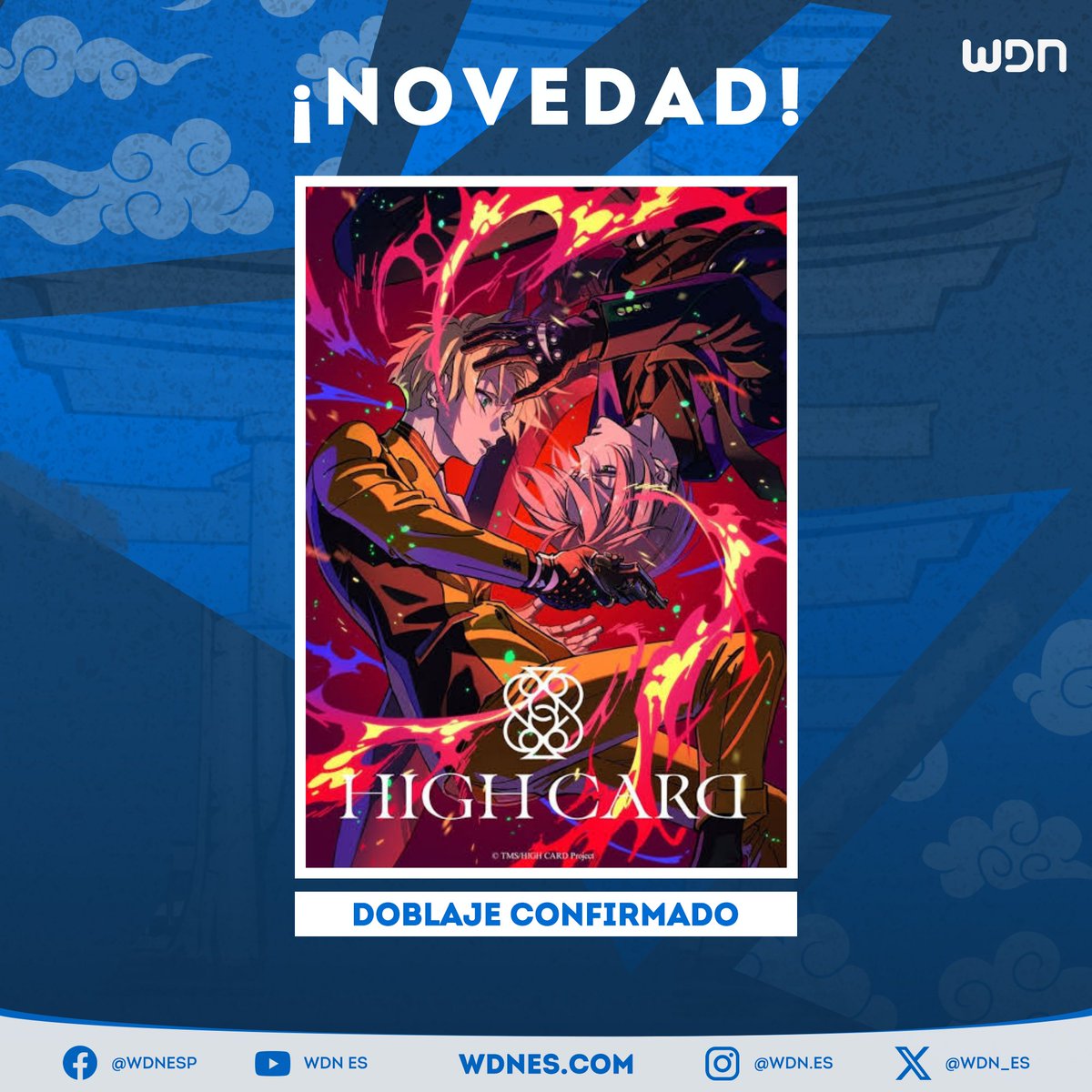 wdn_es's tweet image. 🎙️ | Doblaje
La segunda temporada de &quot;High Card&quot; ya se encuentra en proceso de doblaje. La distribución está a cargo de Dexterity. #HighCard #Anime #Doblaje #Bitme