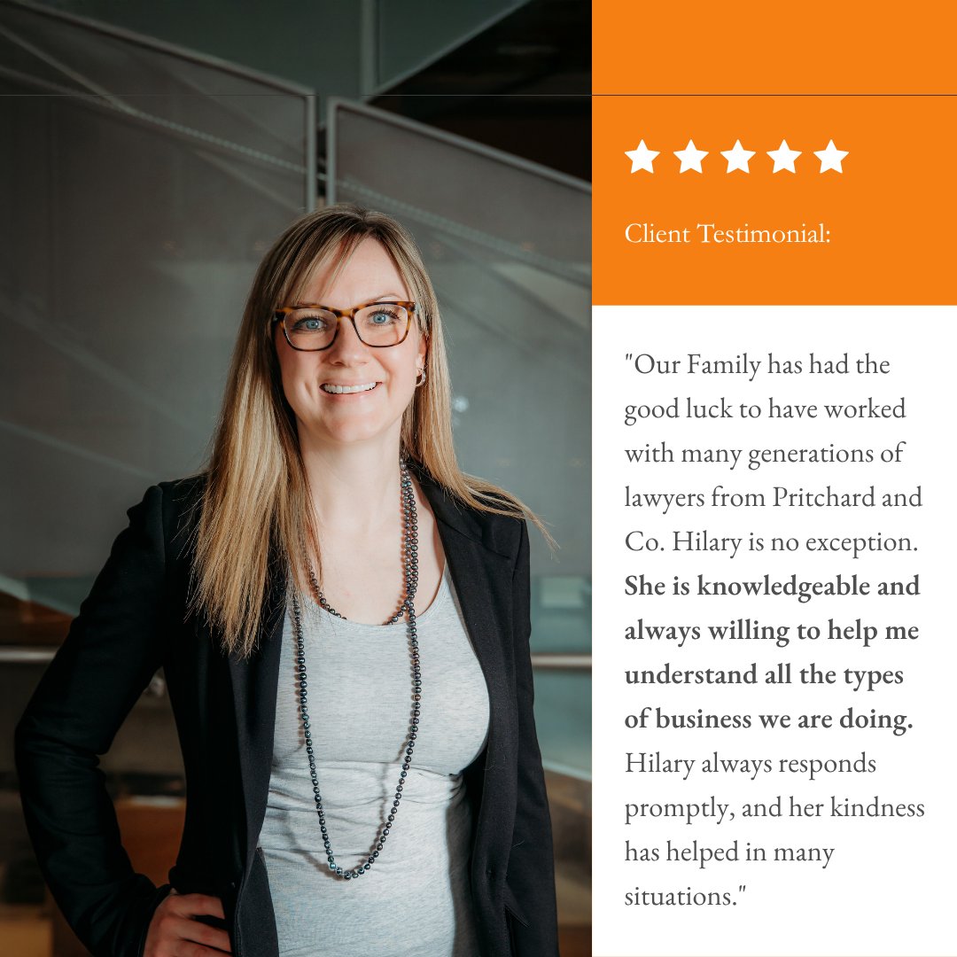 PCo_LLP's tweet image. We’re grateful for our clients’ trust and kind words. Hilary Pritchard continues the proud Pritchard &amp;amp; Co. tradition of knowledgeable, compassionate service for every client.

#ClientAppreciation #MedicineHat #BusinessLaw #MedHat