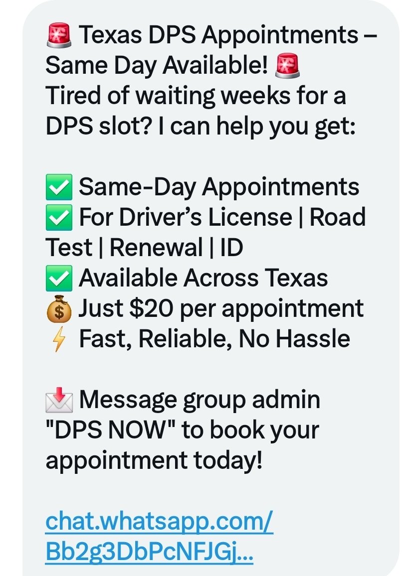 DrRepatriator's tweet image. Texas public safety commission oversees @TxDPS @TxDPSNorth 
@stevemach @NeldaLBlair @StodghillSteven 
@AngelaPaxtonTX @RepPatFallon 

Can any of you tell me why appointments are months away from now at DPS while appointments are being scammed and sold for a measly $20 on a…