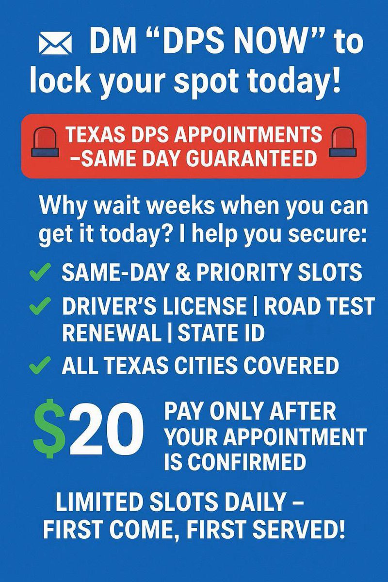 DrRepatriator's tweet image. Texas public safety commission oversees @TxDPS @TxDPSNorth 
@stevemach @NeldaLBlair @StodghillSteven 
@AngelaPaxtonTX @RepPatFallon 

Can any of you tell me why appointments are months away from now at DPS while appointments are being scammed and sold for a measly $20 on a…