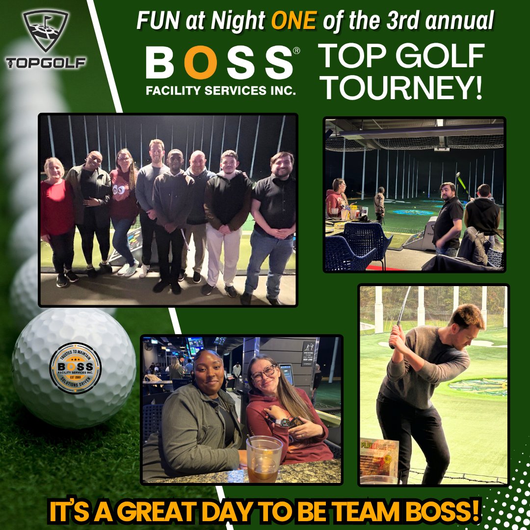 BOSSFSI's tweet image. At BOSS we work hard AND play hard! We had a great time at night 1 of the 3rd Annual BOSS TopGolf Tourney mingling with our co-workers in a friendly competition! And of &quot;course&quot; (no pun intended) thanks go out to the BOSS Bosses for the fun night! 
⛳ 
#TeamBoss #Boss #BossFSI