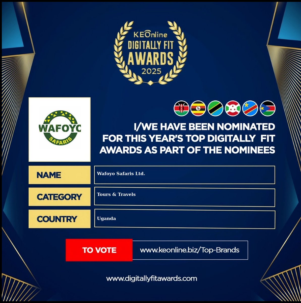 realFelixOnen's tweet photo. Thanks for the nomination as part of this year's top digitally fit Awards East Africa. @DigitallyFAward https://t.co/hh7x2PjXH4