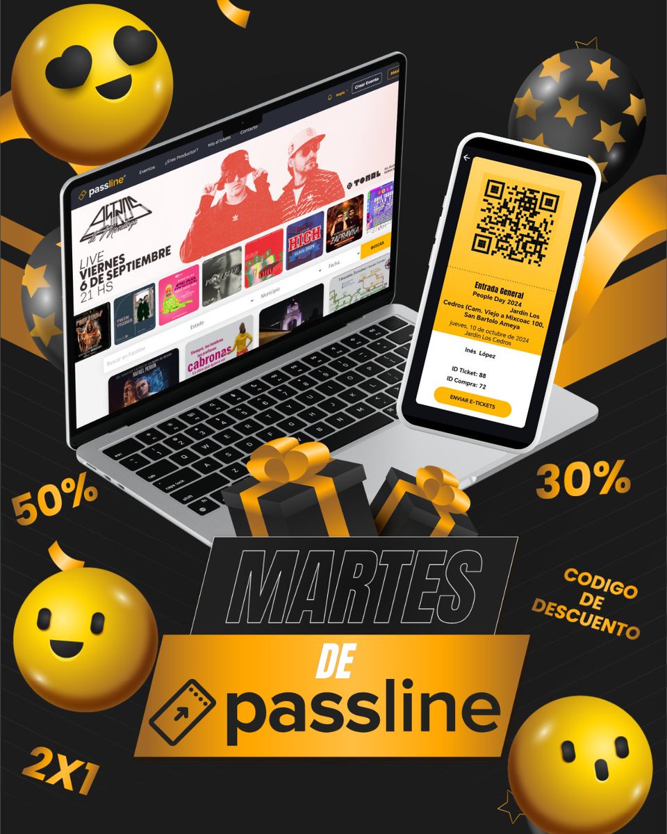 💥 ¡Los martes se disfrutan mejor con promos! 💥
Revisa las ofertas del #MartesDePassline y arma tu plan para el finde 😎
🎟️ Conciertos, fiestas, teatro y más en passline.com
#Eventos #Descuento #MartesDePassline
martespassline.carrd.co