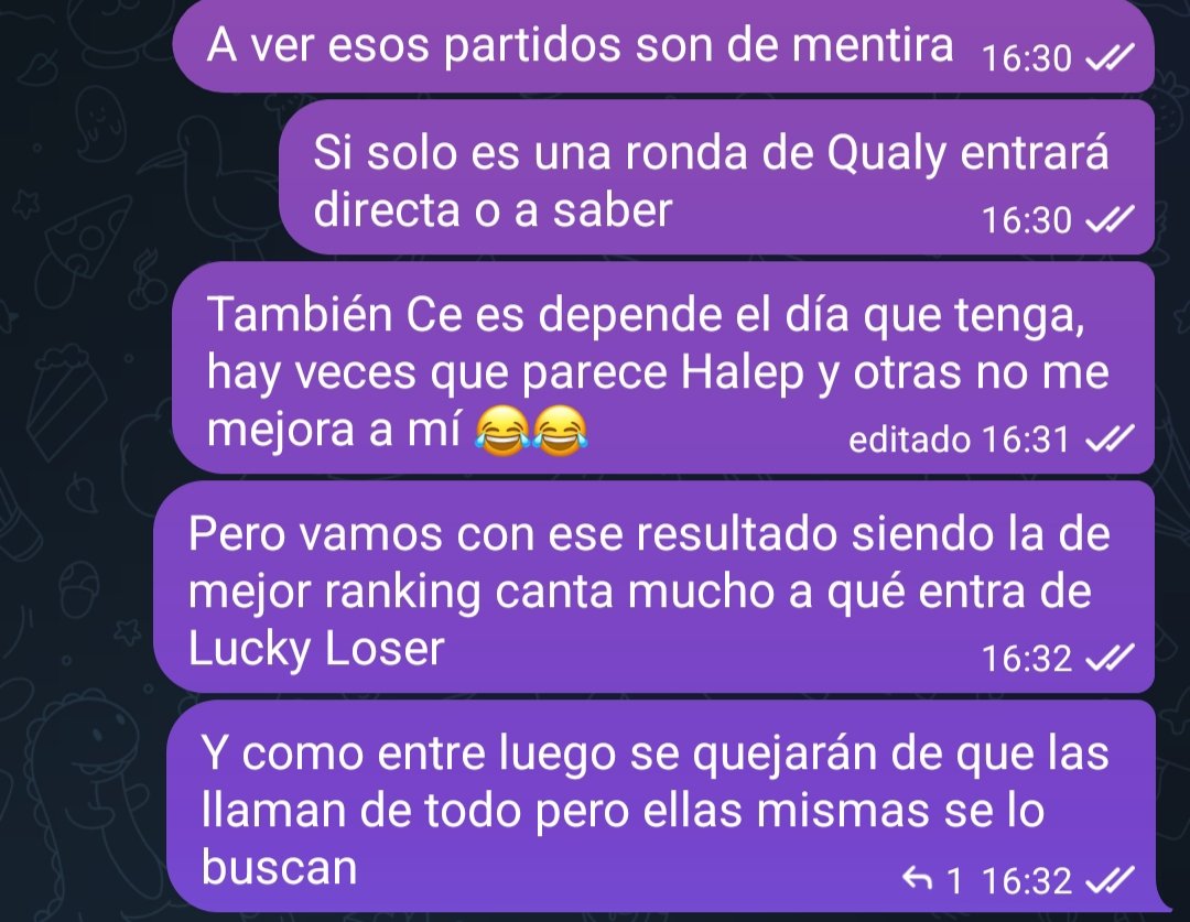 Tenemos otro amaño más en nuestro deporte, ayer en la qualy Gabriela Ce se pagaba <a href="/1/">1</a>'12 pre partido perdió 6-1 6-0 sin poner ningún esfuerzo, hoy está jugando de Lucky Loser porque ella ya lo sabía ayer, el día que metan mano en este deporte se van a salvar muy poquitos/as