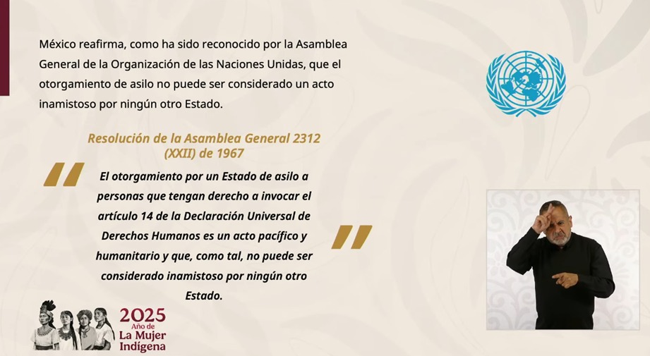 El <a href="/GobiernoMX/">Gobierno de México</a> otorgó asilo a Betssy Chávez, ministra de <a href="/PedroCastilloTe/">Pedro Castillo Terrones</a> (destituido y preso injustamente) y se solicitó el salvoconducto con apego al derecho internacional. El asilo es  una tradición de México como en tiempos de dictaduras en España, Chile, Argentina y Brasil.