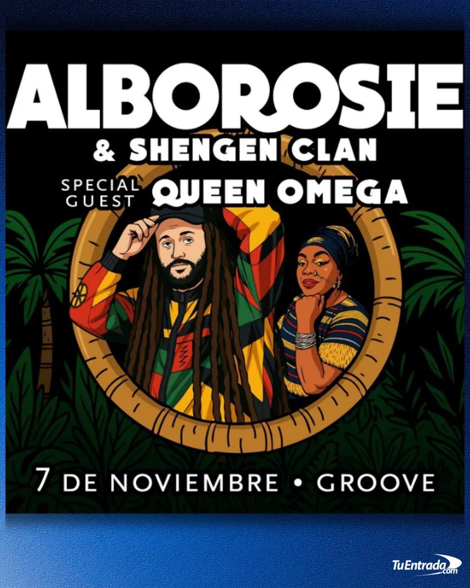 Noche de Reggae en GROOVE 🌴

🎙️Vení a escuchar en vivo a <a href="/Alborosie/">ALBOROSIE</a> &amp; Shengen Clan

🎁 Invitada especial: Queen Omega
Opening: Genes Abori 

📅 Viernes 7 de Noviembre 
🎟️ tuentrada.com

¡No te lo pierdas!

#groove #reggae #alborosie