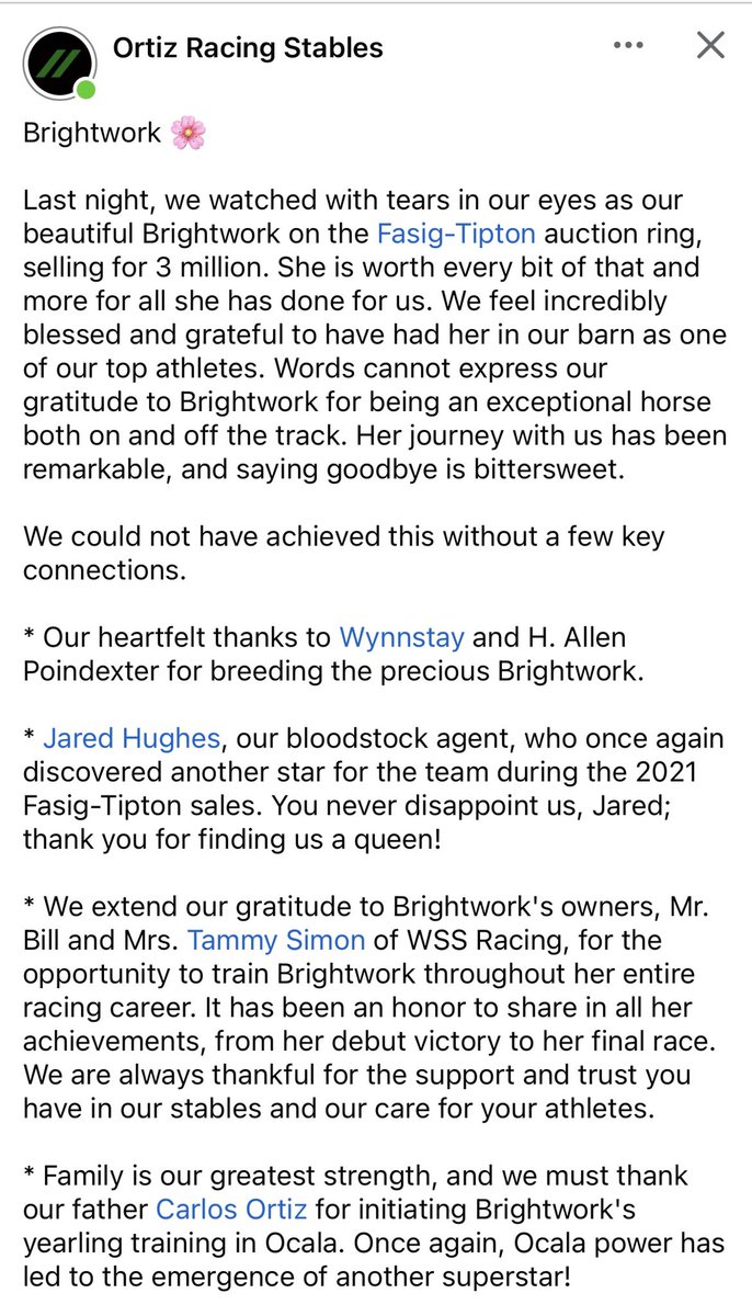 ORTIZ RACING STABLES tweet media