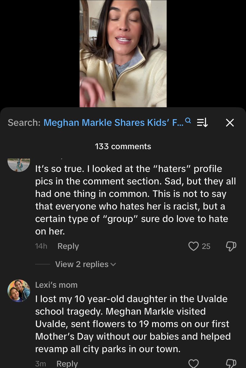 Mother who lost her daughter during the tragedy in Uvalde  commented on this TikTok post about Meghan and how she’s helped the parents and families 🫶🏽🥹