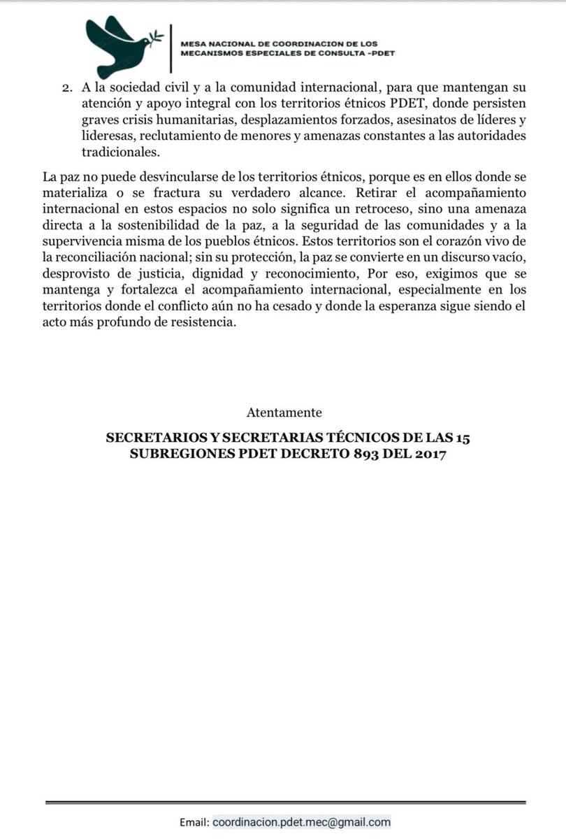 Mesa Nal de coordinacion MEC-PDET tweet media