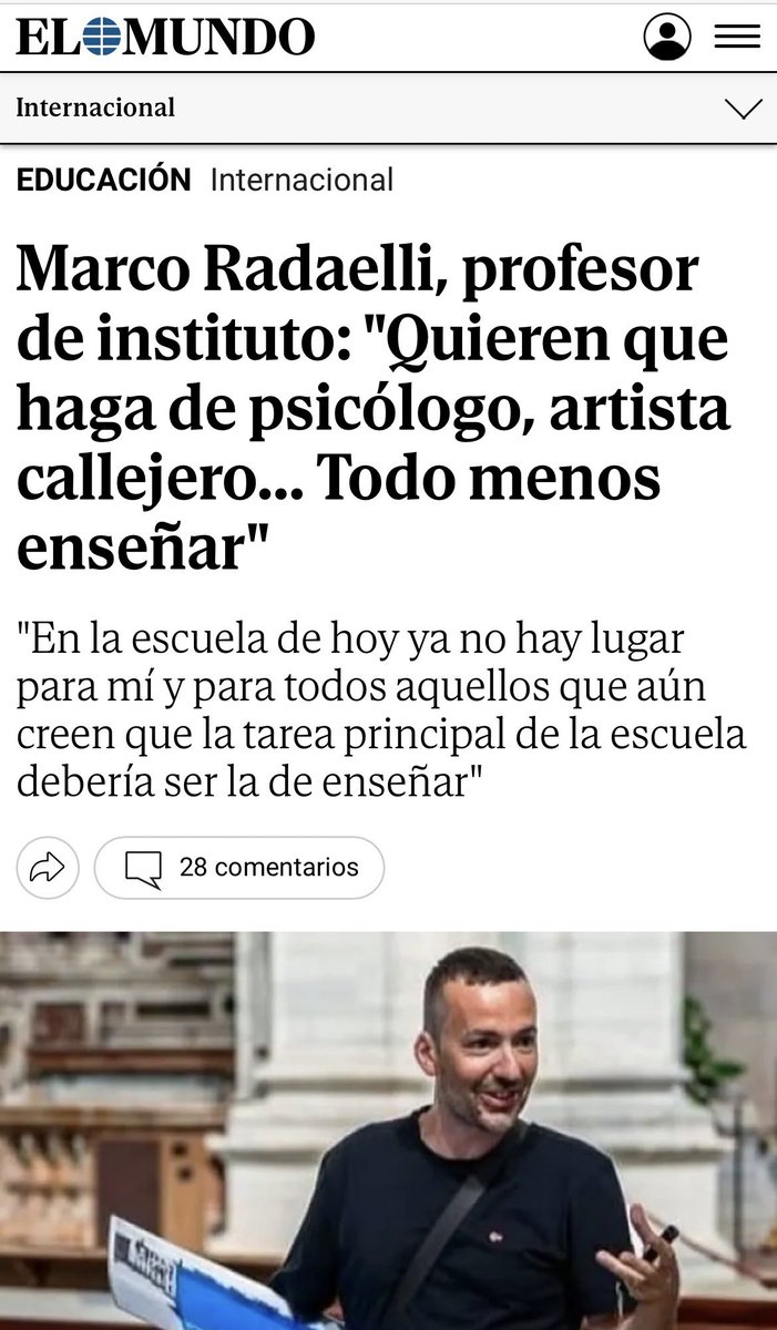 Hoy a los docentes se les pide ser psicólogos, bufones, burócratas… todo menos profesores». Marco Radaelli denuncia una escuela que ha olvidado su misión principal: enseñar. 📚
Para criar a un niño se necesita una aldea entera». El profesor recuerda que la escuela no puede