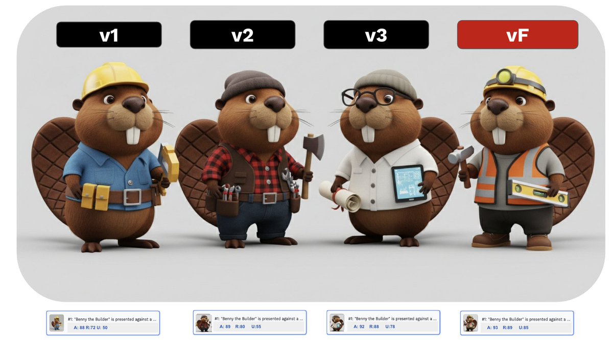 a12films's tweet photo. Created a self-improving-agent character framework.  Benny transformed into a construction worker through a series of image and video generations, and feedback loops @agihouse_org x @CoreWeave x @composio x @livekit #efficientfrontierlabs #maiaedu #crowdcasting https://t.co/qHf7kdoSCz