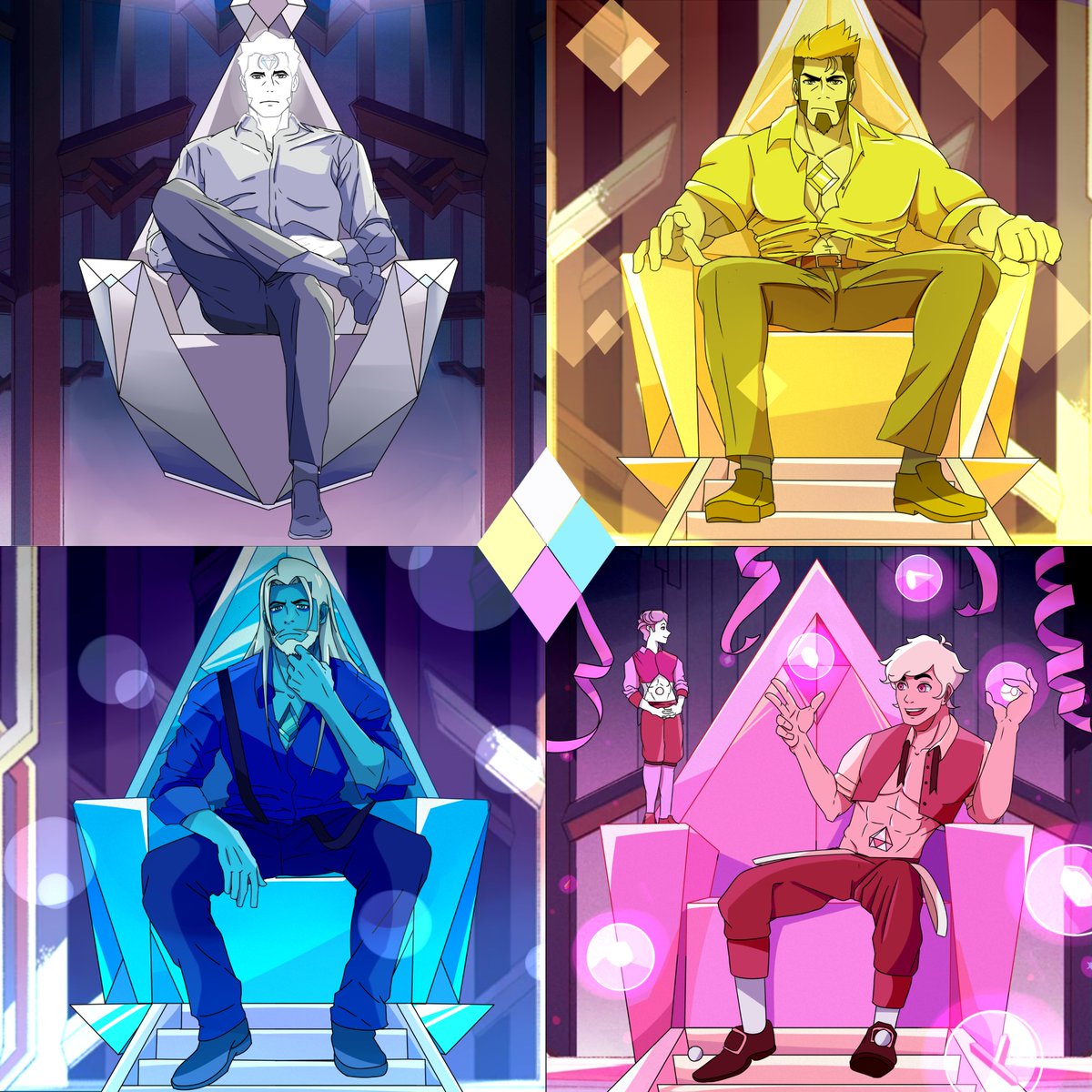 RaeMarkLee's tweet photo. 💎 Diamond Throne — Era 3 (Reupload)
Reuploading one of my classic artworks featuring White, Yellow, Blue & Pink Diamond 👑✨
Support me on Patreon 💖👇
https://t.co/NClwFNcRvy
#Fanart #bara #maleversion #stevenuniversebluediamond #yaoi #genderbend https://t.co/jF3da3Uxyq
