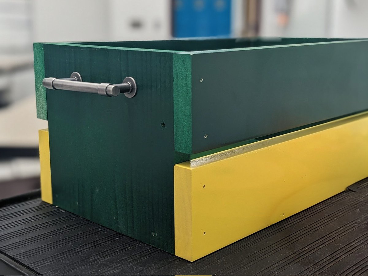 Grateful for the student who spent time this weekend working with her family to build a new turn in bin for our classroom. Love the use of <a href="/packers/">Green Bay Packers</a> colors!