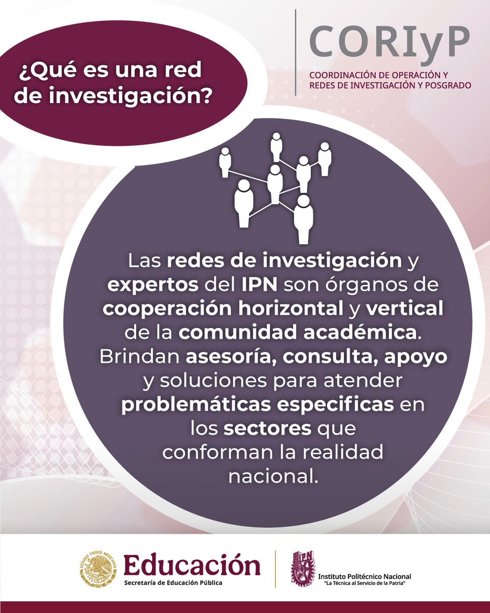 ¿Qué son las redes de investigación y posgrado? #EncuentroRedesIPN2025 <a href="/IPN_SIP/">Secretaría de Investigación y Posgrado del IPN</a> <a href="/IPN_DirInv/">Dirección de Investigación</a> <a href="/IPNPosgrado/">Dirección de Posgrado del IPN</a> @DDiyCT🤔