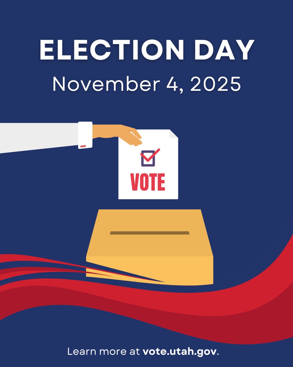 Election Day is here, American Fork! 🗳️

📍 Vote at the AF Library (7AM–8PM) or use the ballot drop box on the southwest side. 
📊 80% of AF residents are registered—but under 16% have voted! Let’s change that.
Results: vote.utahcounty.gov/results/2025

#ElectionDay #AmericanFork