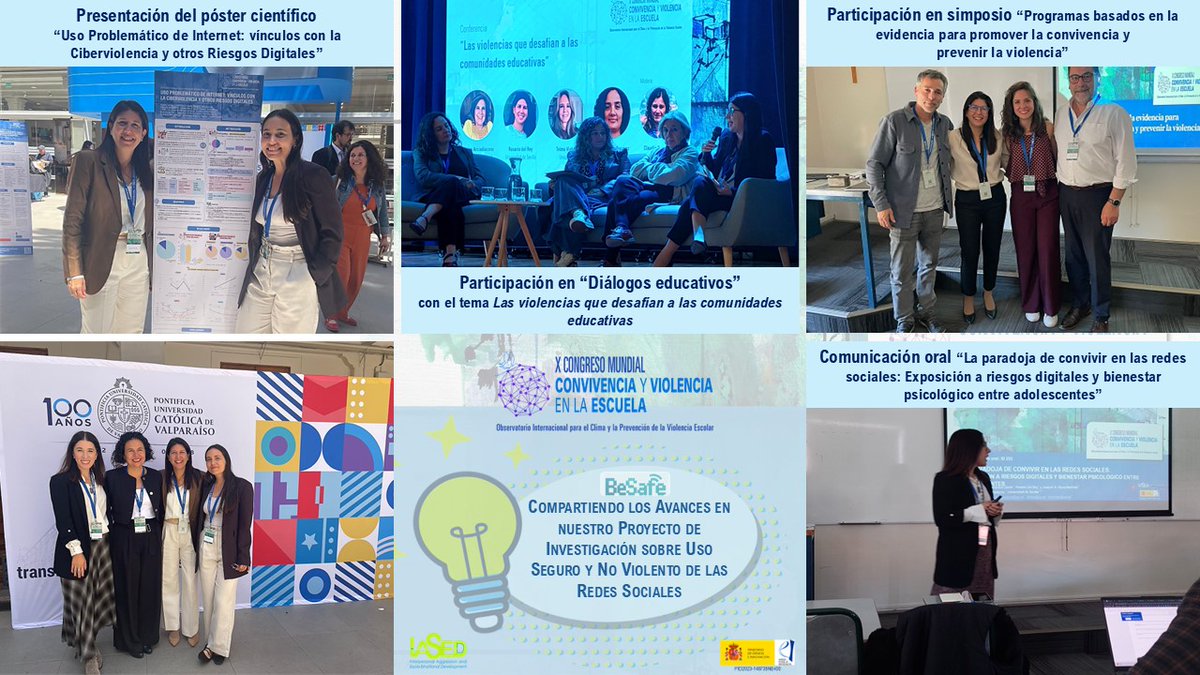 💬Nuestras compañeras <a href="/RosarioDelRey1/">Rosario Del Rey</a> y Daniela Villa de <a href="/unisevilla/">Universidad de Sevilla</a> y <a href="/Espino__E/">Esperanza Espino</a> de <a href="/LoyolaAnd/">Universidad Loyola</a> han participado en la X edición de #WCVS en Valparaíso (🇨🇱),  compartiendo reflexiones sobre (ciber)violencia👥 y convivencia🏫 con colegas internacionales🌎
¡Gracias <a href="/ioscvp/">ioscvp</a> <a href="/pucv_cl/">PUCV</a>!