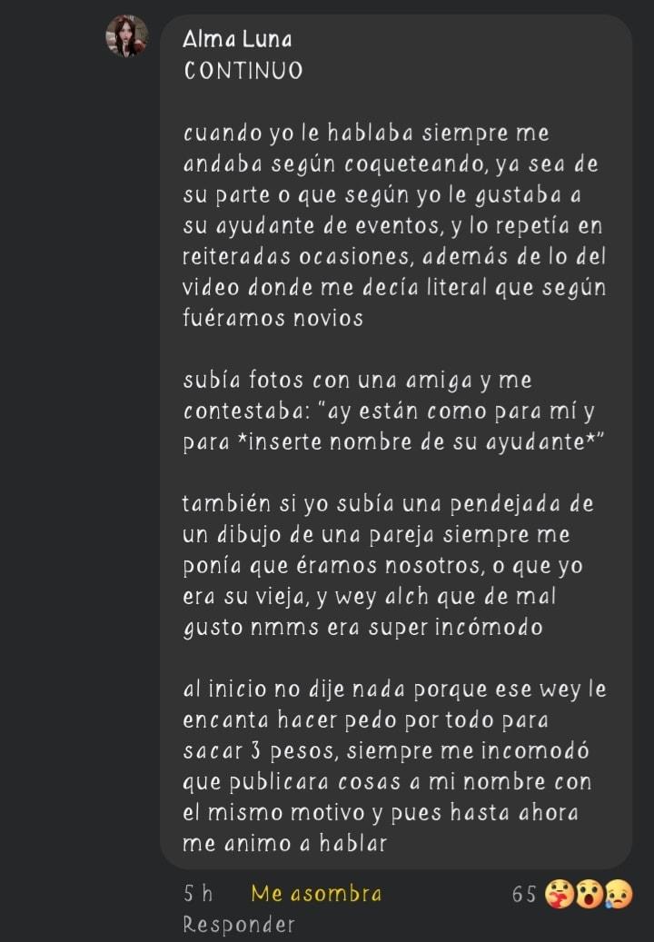 porfavor haganle difusión a la funa de mauro que esto no se quede asi el es un acosador y demas- 

 yo poco veía su contenido, lo conoci por una amiga, pero la verdad siempre me dio una vibra rara y pues exploto todo esto y la verdad que asco weon alguien así  no merece más apoyo