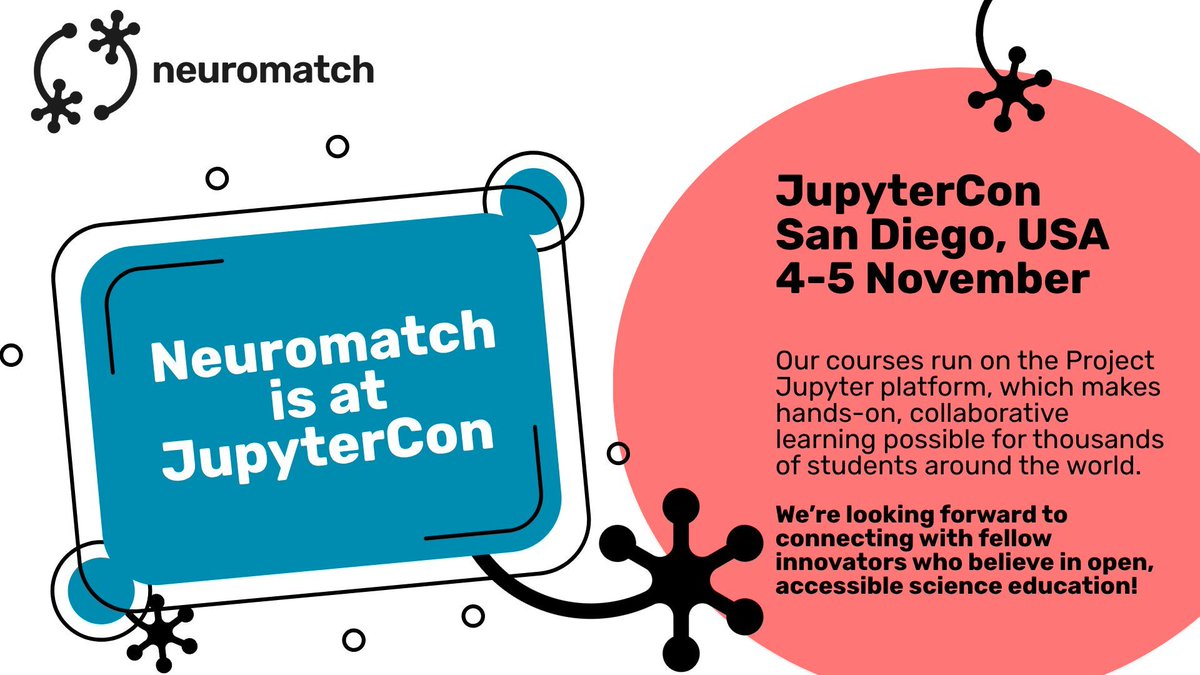 neuromatch's tweet image. Neuromatch is at #JupyterCon2025 

🤓 Our #NeuromatchAcademy courses run on the Project #Jupyter platform, making hands-on, collaborative learning possible for thousands of #ComputationalScience students worldwide: buff.ly/CZkrCmK

🙋 At #JupyterCon too? Let us know!