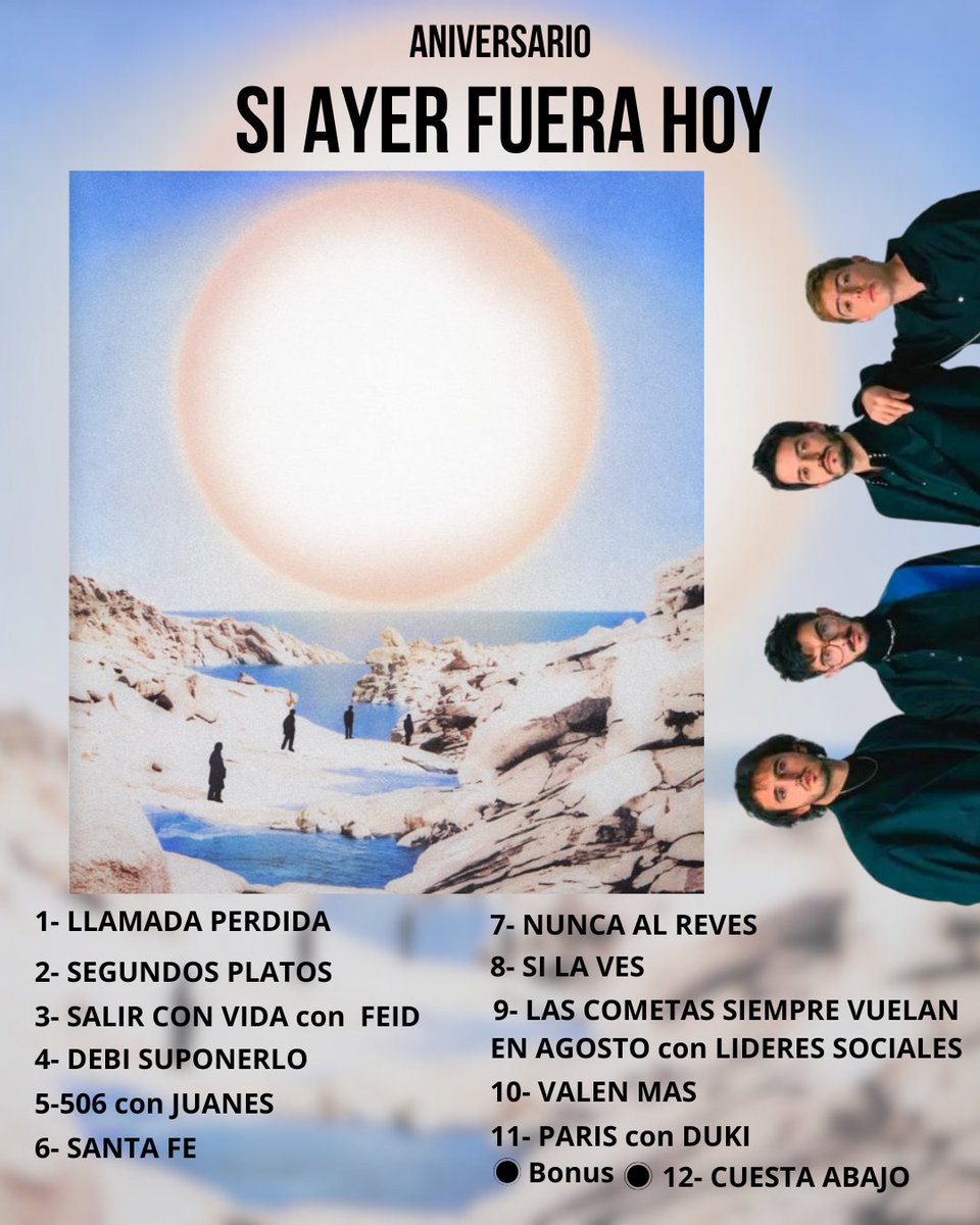 SI AYER FUERA HOY 
está cumpliendo 3 años desde su estreno.
¿Cuál es tu canción favorita del álbum?