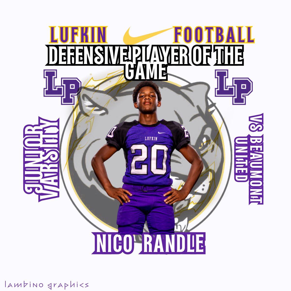 abseckLPFB's tweet photo. Congrats to our Junior Varsity P.O.T.G vs Beaumont United! Well done fellas, stay hungry. #OTM #LufkinU https://t.co/OkpC1s8YUF