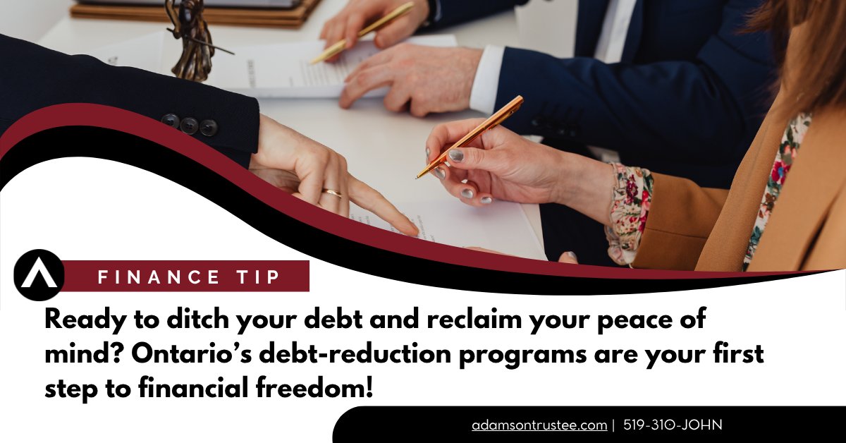 310JohnAdamson's tweet photo. A Debt Reduction Program (DRP) is a formal plan that helps lower your debt or monthly payments. It’s a structured alternative to Bankruptcy that guides you toward financial recovery. Learn how a DRP can help you. https://t.co/mbrRleyAbN #DebtReduction #OntarioDebt https://t.co/P7VUD1KYzy