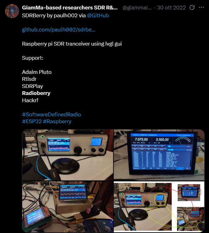 giammaiot2's tweet photo. GiammaIoT2 &amp; RadioBerry 👋

https://t.co/aNJQNLwNhF

#SofwareDefinedRadio #SDR
#RadioBerryv2
#RadioBerry https://t.co/VL2R6V7oP8