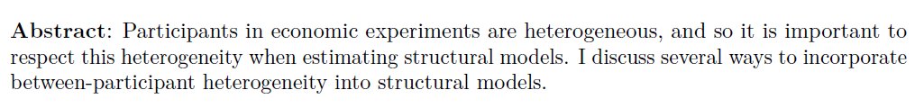 JamesBland_Econ's tweet photo. New working paper!
"Adding parameter heterogeneity to structural models: some guidance for the practitioner"
https://t.co/k818sQ4SyP
a thread ...
#TeachBE @mcmc_stan https://t.co/e3jqYFGiuS