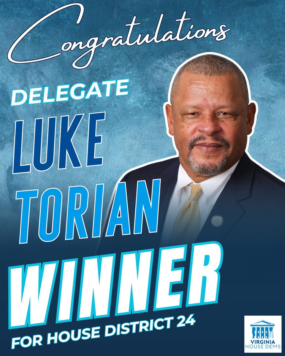 Congratulations, <a href="/DelegateTorian/">Luke Torian</a>, on your re-election! Virginia Democrats are ready to keep delivering for working families across the Commonwealth.