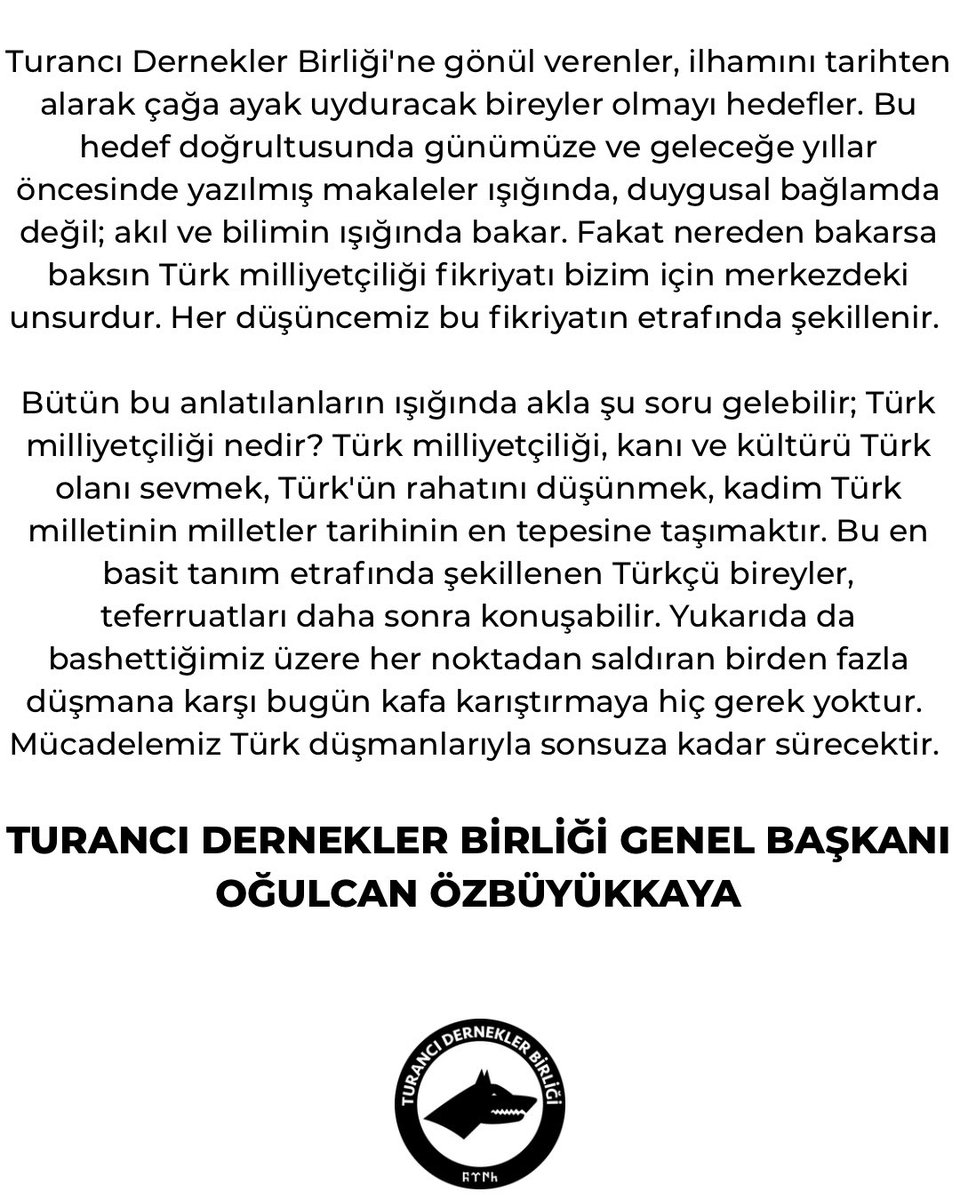 Turancı Dernekler Birliği Bildirisidir. Kamuoyuna duyurulur.

#TurancıDernekleriBirliği