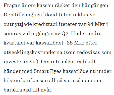 Nu kan Otto såklart få helt rätt och att aktien rasar på rapporten men min känsla är att AFV vill plocka hem vinsten i #SEYE och därmed motiverar beslutet genom att ifrågasätta kassan.

Håller med om att aktien gått starkt och visst kan marknaden bli orolig men VD har dock varit