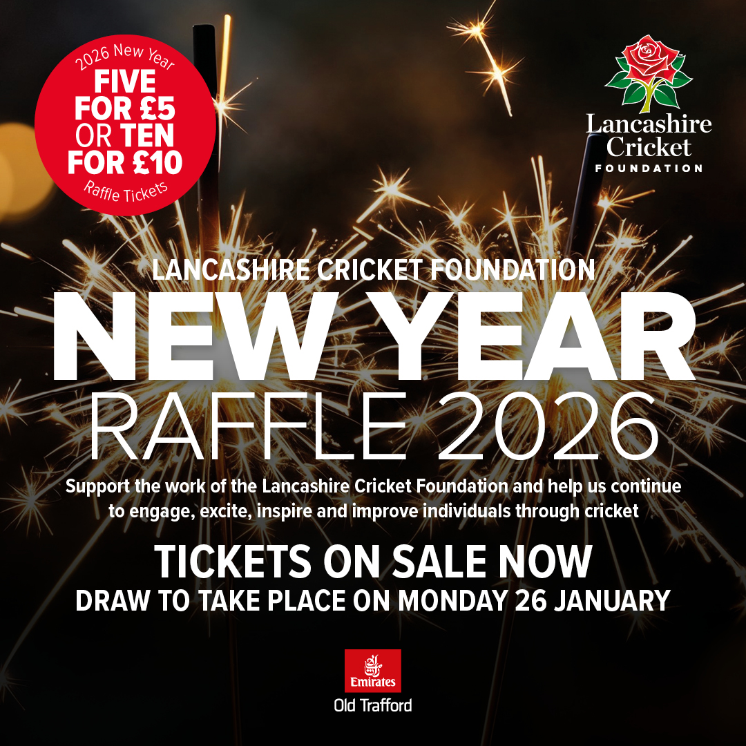 Start 2026 like a winner! 🌟

Enter our New Year Raffle for unforgettable cricket experiences:

🏨 Hilton stay + balcony for England v India IT20
🏏 VIP hospitality prizes
🎁 Bonus: Buy 10+ tickets = FREE Lancashire match ticket!

Get your tickets🔗bit.ly/47qGuFS