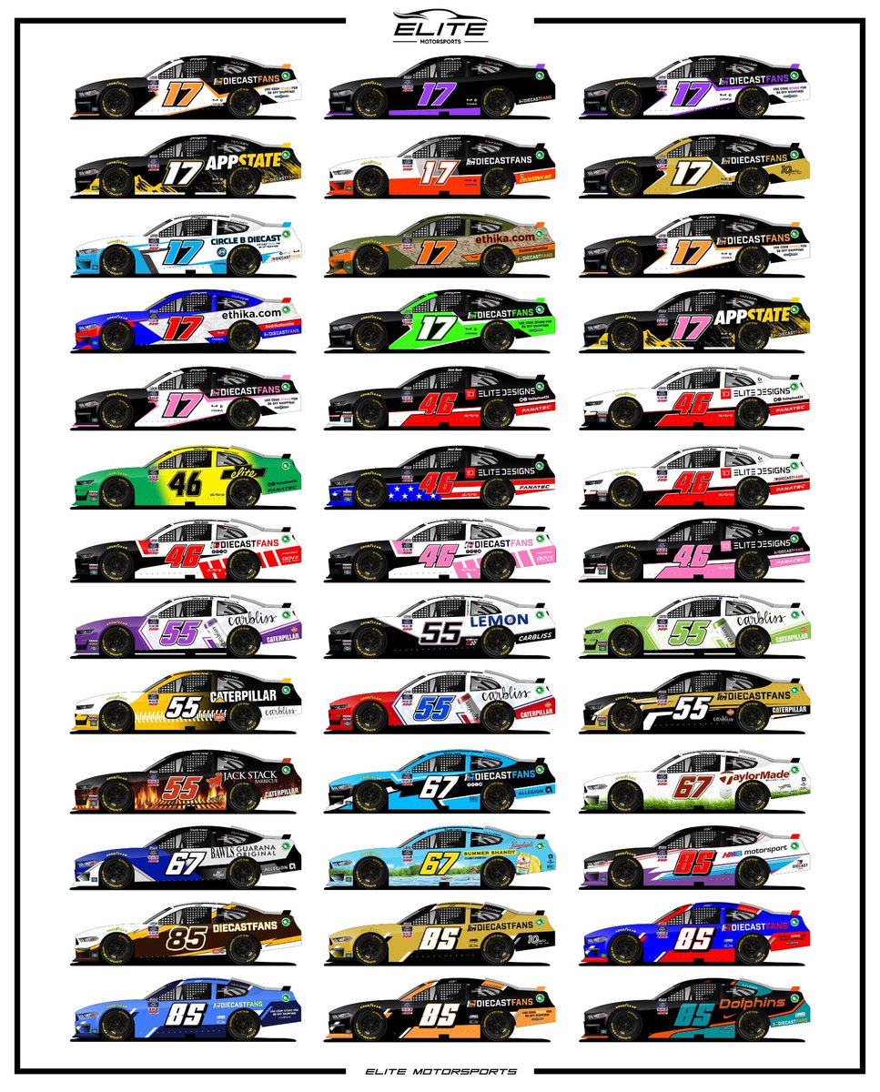 Elite_eSports17's tweet photo. 39 different schemes across the 2025 NSRL season for our drivers! Appreciate all the time everyone put in this season to help bring home a driver and team championship 🫡

Which schemes your favorite? https://t.co/eoWHlI5hqO
