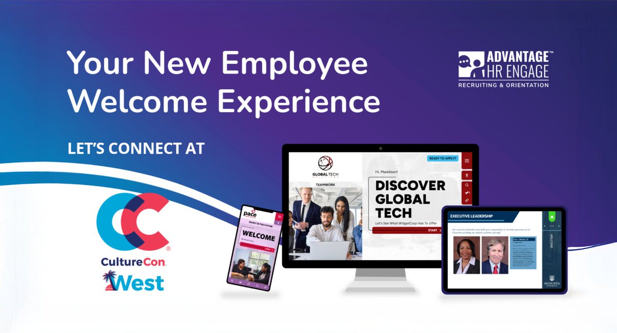 AdvantageDesign's tweet image. 🎉 WE ARE LIVE!!

Coming at you from @CultureCon® West 2025 here in Las Vegas! 🥳

Our team’s excited to connect with fellow #CultureGeeks and talk about the innovations shaking up the HR space, including Advantage HR Engage™ 💡

It’s the new employee welcome experience that…