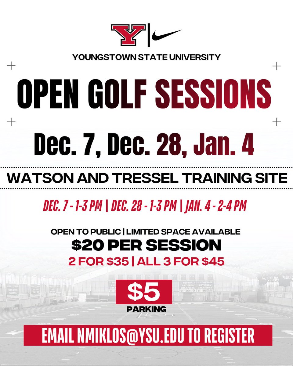 𝐘𝐒𝐔 𝐆𝐨𝐥𝐟 𝐏𝐫𝐨𝐠𝐫𝐚𝐦𝐬 𝐎𝐟𝐟𝐞𝐫𝐢𝐧𝐠 𝐎𝐩𝐞𝐧 𝐒𝐞𝐬𝐬𝐢𝐨𝐧𝐬 𝐢𝐧 𝐖𝐀𝐓𝐓𝐒 🐧⛳️

The sessions include one hour of hitting golf balls on the field and one hour using the putting green and short-game area!

Details &amp; Registration » tinyurl.com/2bolgkrw

#GoGuins