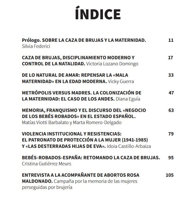 <a href="/MadridBrujas/">Memoria Brujas ☂️</a> Los textos reunidos en este volumen demuestran cómo el control de los cuerpos de las
mujeres*, de nuestra capacidad reproductora y de nuestra sexualidad ha sido una fuente de
preocupación para la alianza Iglesia-Estado.